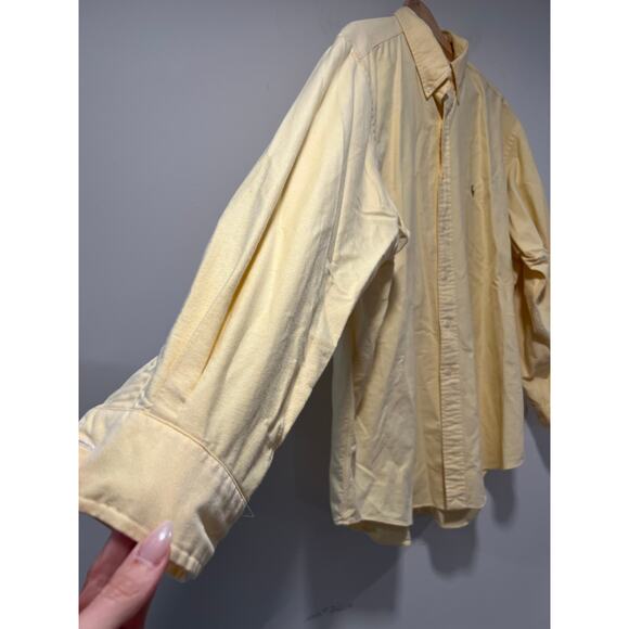 Ralph Lauren Men's Button Down Dress Shirt Yarmouth Butter Yellow Cotton 17.5 JL - Picture 2 of 10